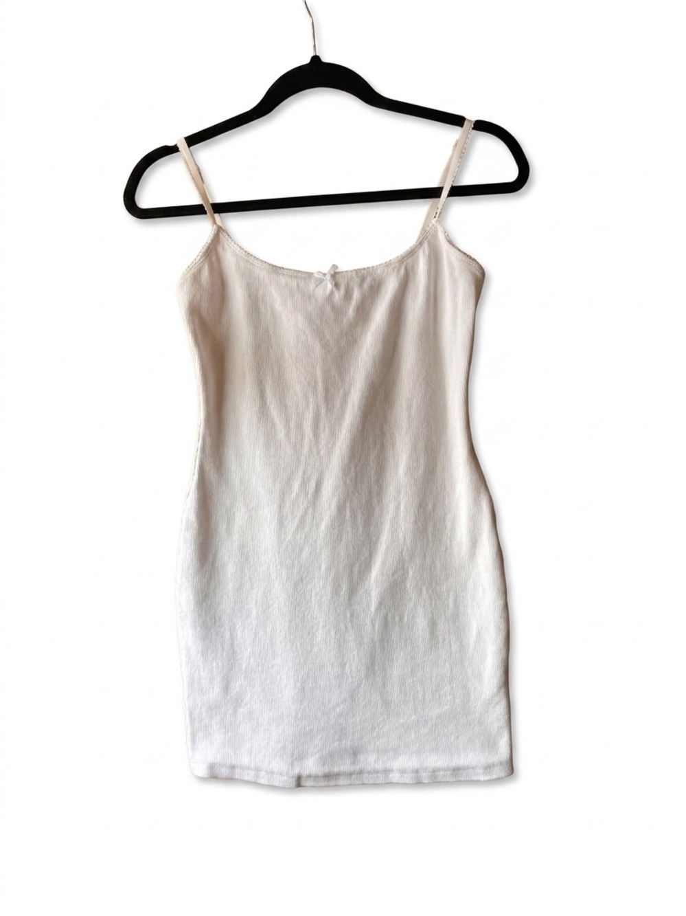 Princess Polly White Ribbed Mini Dress Camisole Style with Bow - US 6